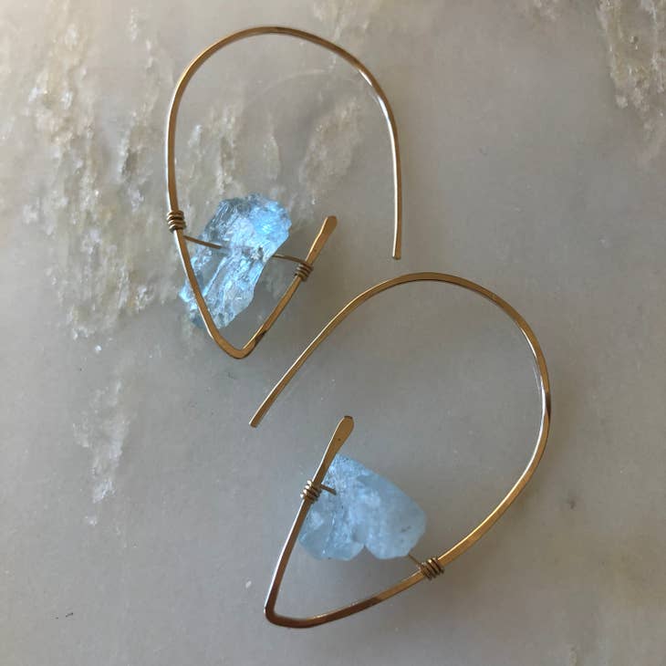 Aquamarine Threader Earrings | Swank Boutique