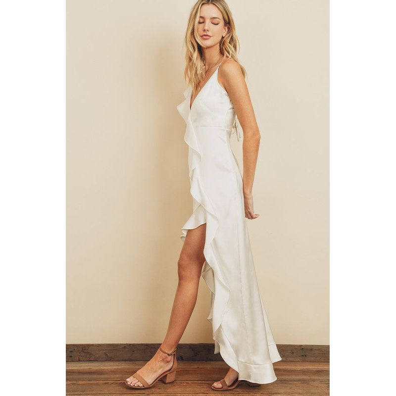 Kelsey Asymmetrical Ruffle Hem Maxi Dress | Swank Boutique