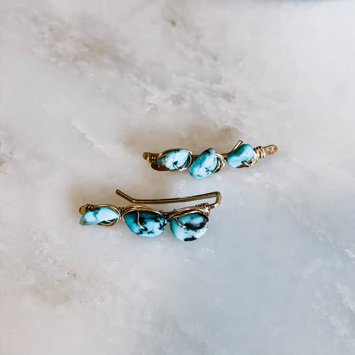 Turquoise Climber Earrings | Swank Boutique