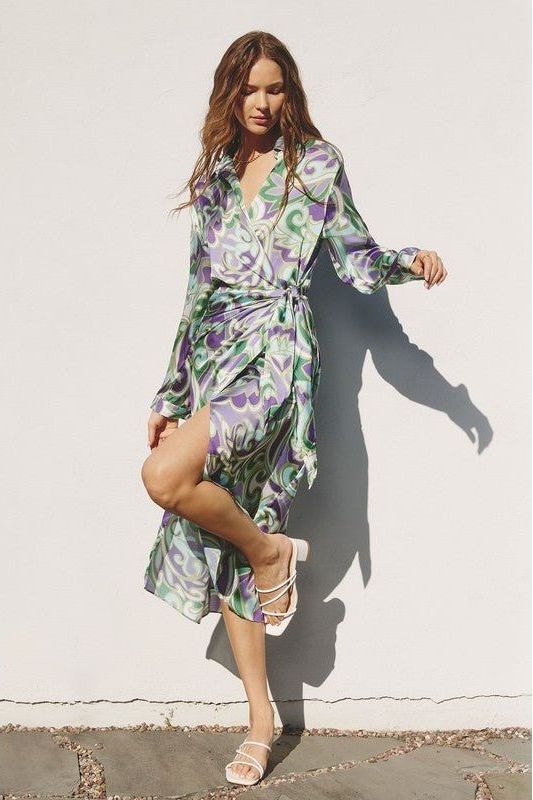 Groovy Girl Midi Shirt Wrap Dress | Swank Boutique