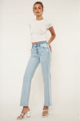 High Rise Contract Accent Straight Leg Jean | Swank Boutique