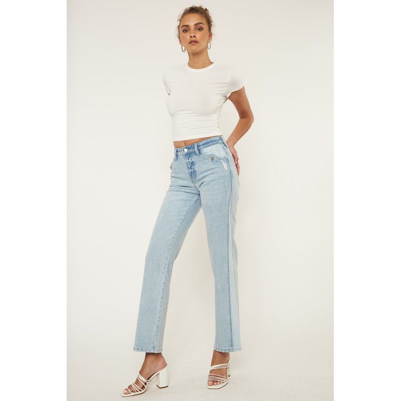 High Rise Contract Accent Straight Leg Jean | Swank Boutique