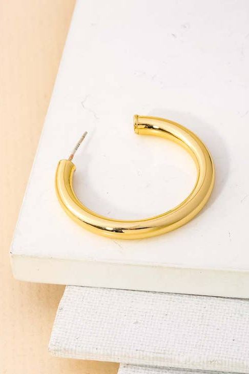 Thick Gold Open Hoop Earrings | Swank Boutique