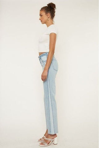 High Rise Contract Accent Straight Leg Jean | Swank Boutique