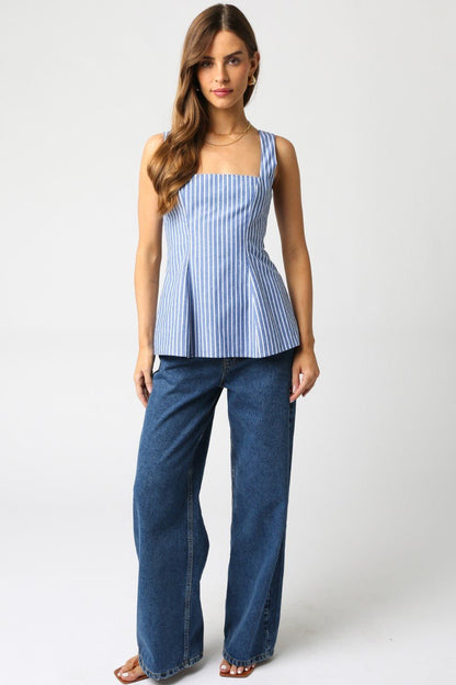 Jade Striped Tank | Swank Boutique
