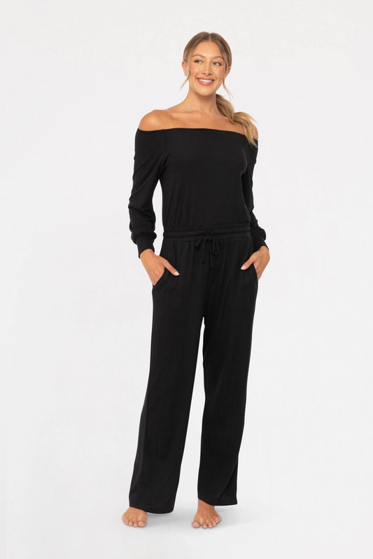 Off The Shoulder Jumpsuit | Swank Boutique