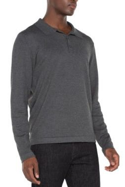 Charcoal Grey Knit Polo | Swank Boutique