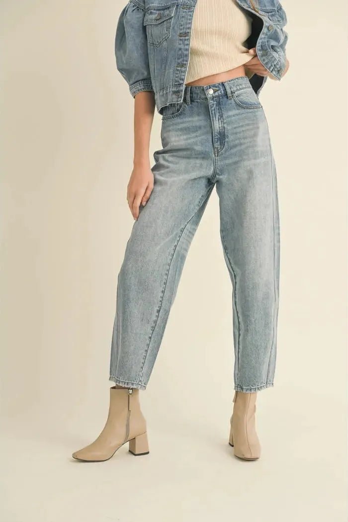 Lux Barrel Denim Pants | Swank Boutique