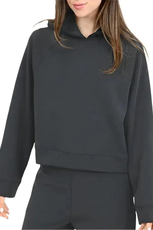 Pristine Black Pullover Modal Hoodie | Swank Boutique