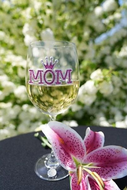 Mom Stemmed Jeweled Wine Glass