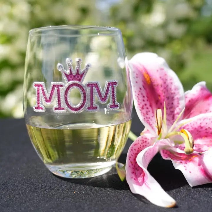 Mom Stemless Wine Glass