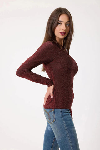 Nadia Sparkle Black/Red Top | Swank Boutique