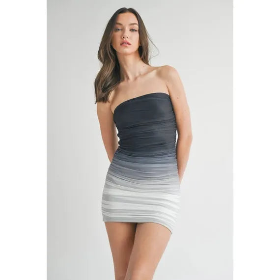 Ombré Ruched Tube Mini Bodycon Dress | Swank Boutique