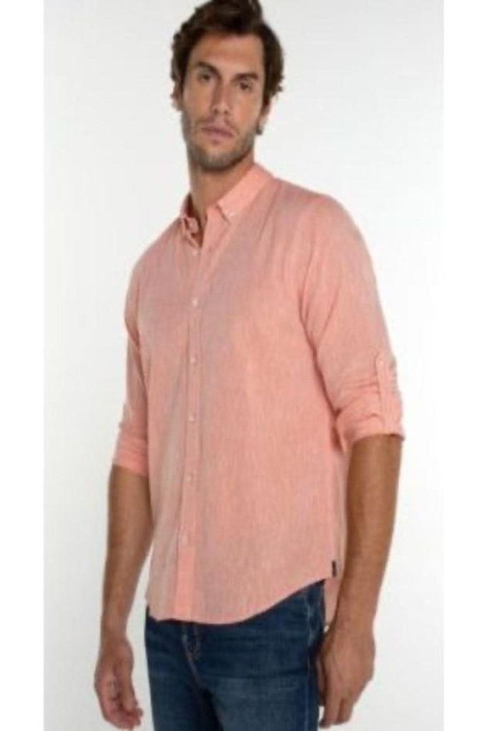 Aiden Convertible Sleeve Button-Up - Orange | Swank Boutique