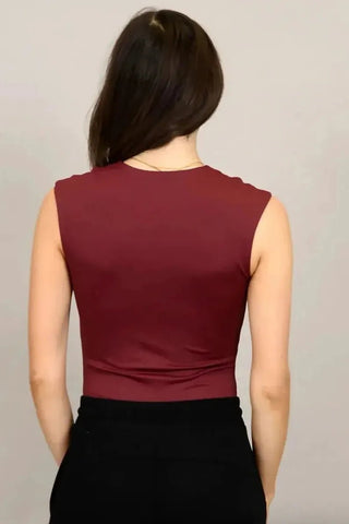 Roxi Sleeveless Bodysuit Oxblood | Swank Boutique