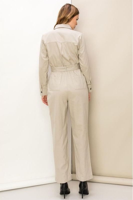 Relaxing Weekend Tie-Belt Button-Front Jumpsuit | Swank Boutique