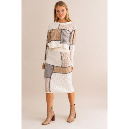 Copy of Patchwork Sweater Set - Top | Swank Boutique