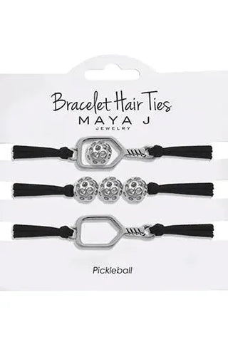Black/Silver Pickleball Bracelet/Hair Tie | Swank Boutique