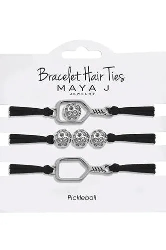 Black/Silver Pickleball Bracelet/Hair Tie