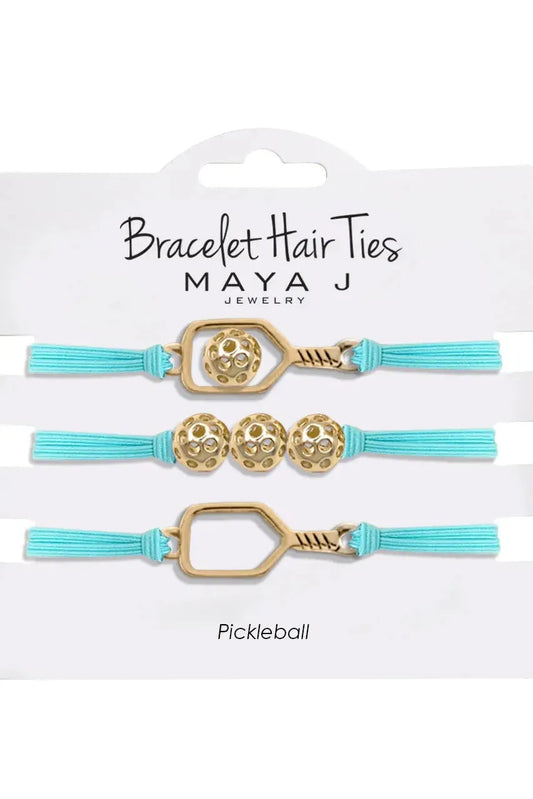 Turquoise/Gold Pickleball Bracelet/Hair Tie