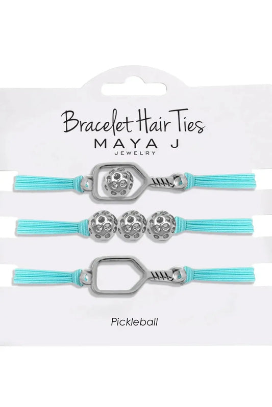 Turquoise/Silver Pickleball Bracelet/Hair Tie