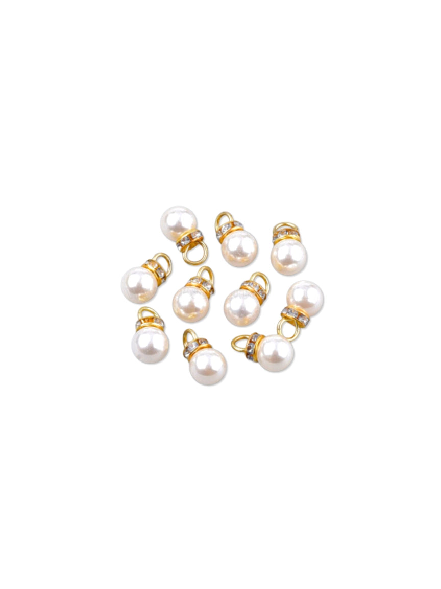 Gold Pearl Rhinestone Charm