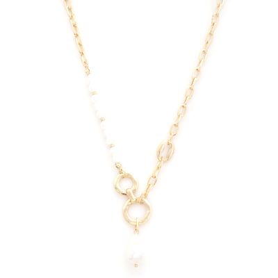Pearl Hammered Oval Necklace