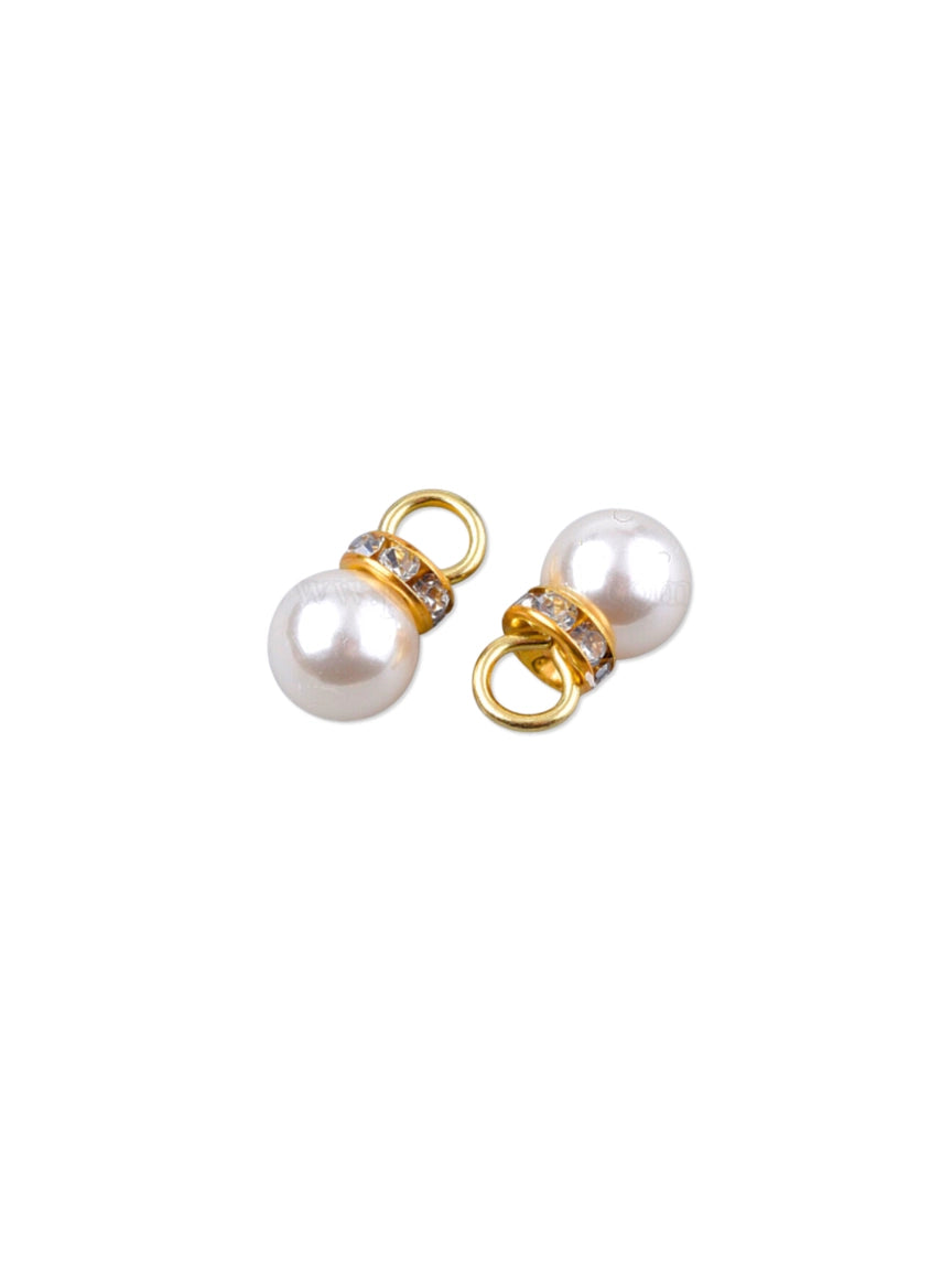 Gold Pearl Rhinestone Charm