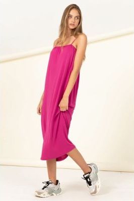 Radiant Pink Tie Back Midi Dress | Swank Boutique