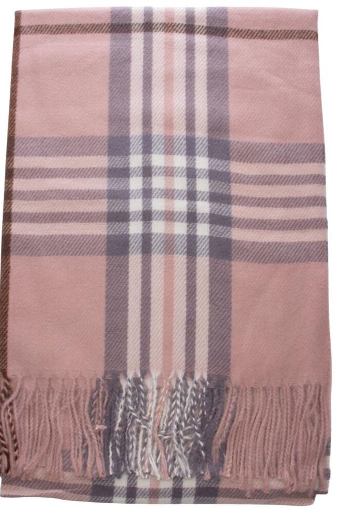 Pink Plaid Tassel Scarf | Swank Boutique