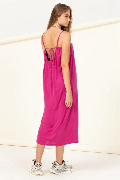 Radiant Pink Tie Back Midi Dress | Swank Boutique