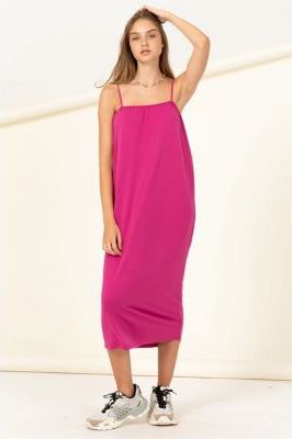 Radiant Pink Tie Back Midi Dress | Swank Boutique