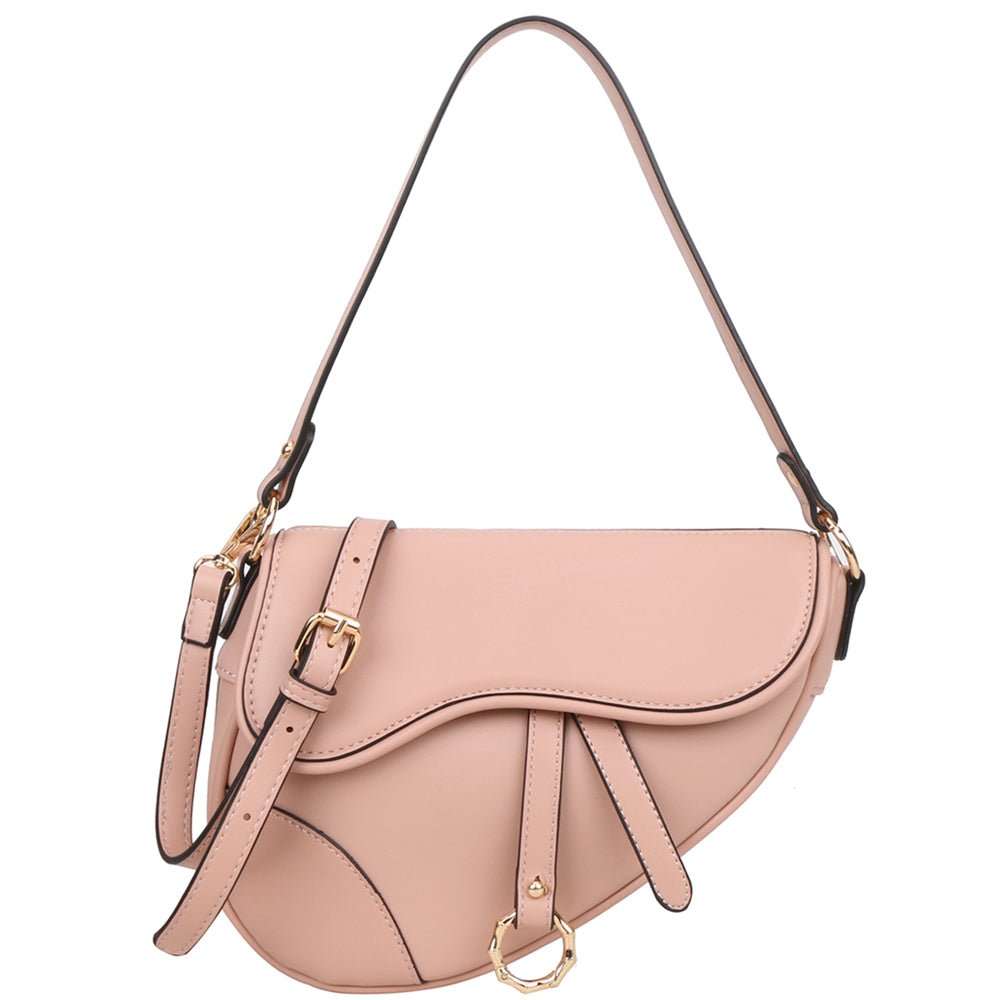 Smooth Shaped Shoulder Crossbody Bag - Pink | Swank Boutique