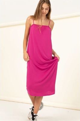 Radiant Pink Tie Back Midi Dress | Swank Boutique