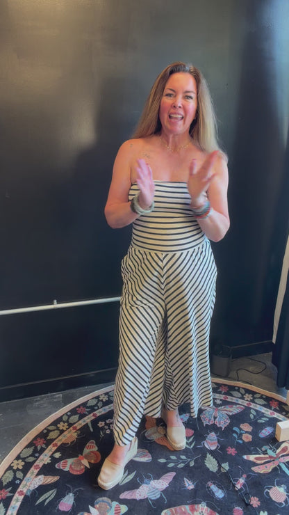 Striped Strapless Jumpsuit