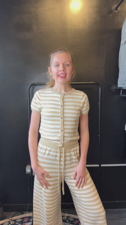 Terry Cloth Striped Top