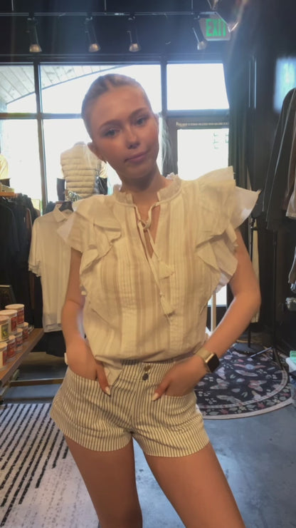 Denisse Pintuck Ruffle Blouse