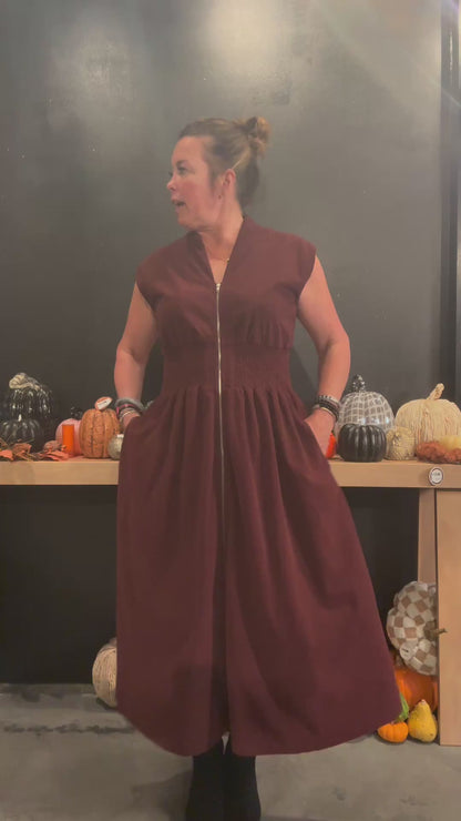 Annabelle Corduroy Dress - Wine