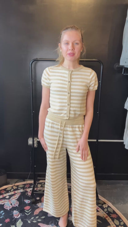 Terry Cloth Striped Pants