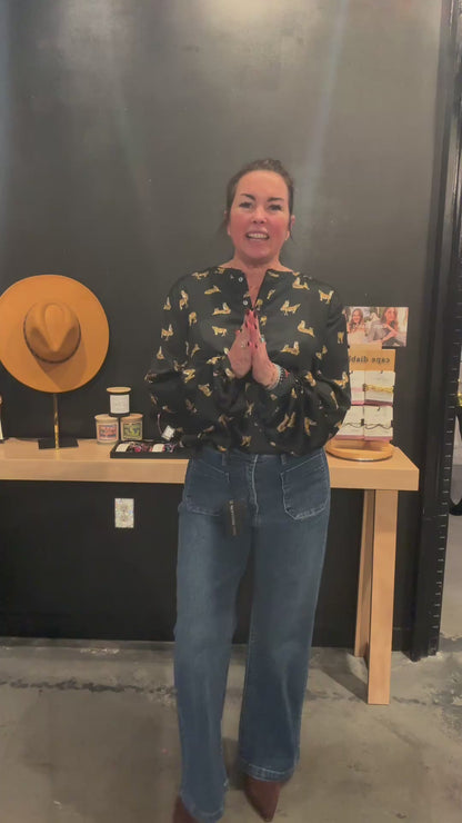 Patch Pocket Wide Leg Jean