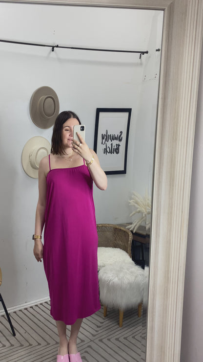 Radiant Pink Tie Back Midi Dress