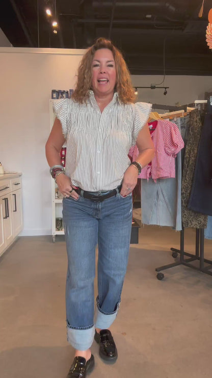 Cuffed Wide Leg Jeans