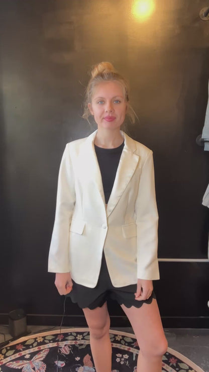 Satin Collar Blazer - Ivory