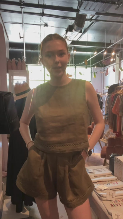 Olive Linen Top