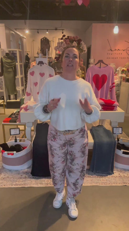 Floral Watercolor Barrel Jeans