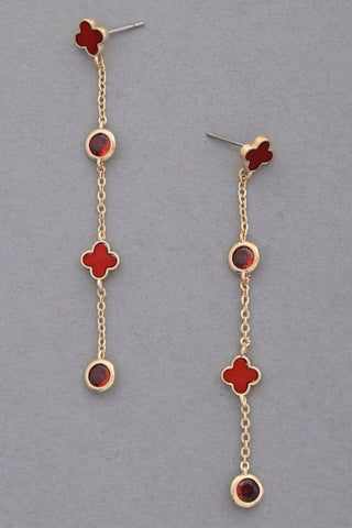 Clover Gold Red Earrings | Swank Boutique