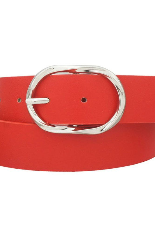 Red Silver Buckle Belt | Swank Boutique