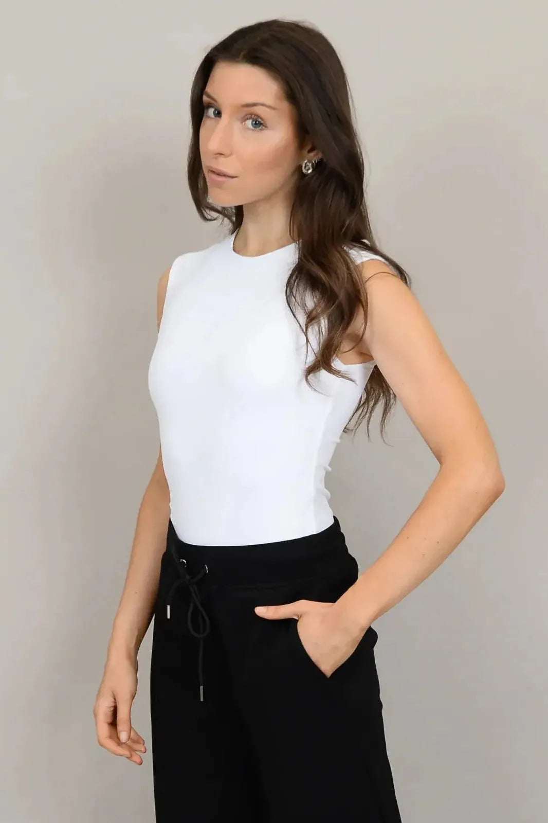 Roxi Sleeveless Bodysuit White | Swank Boutique