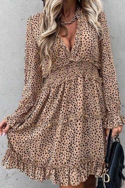 Ruffle Leopard Print Dress | Swank Boutique