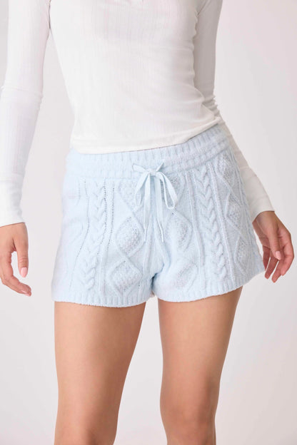 Chenille Light Blue Shorts | Swank Boutique